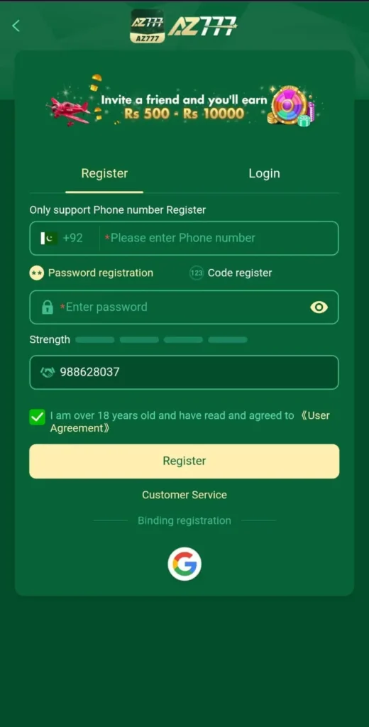 AZ777 Game login option